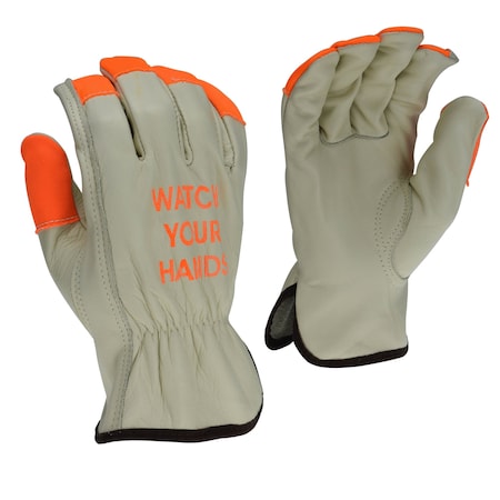 Radians Leather Drivers Gloves, Leather, Gray/Hi-Vis Orange, XL 1 PR RWG4221HVXL